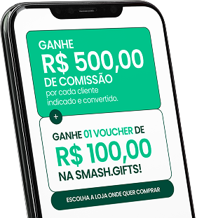 Ganhe R$ 500,00 de comissão e um voucher de R$ 100,00 por indicação convertida